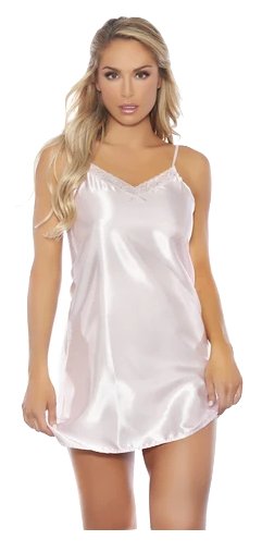 Satin and Lace Chemise Pink - Model Express VancouverLingerie