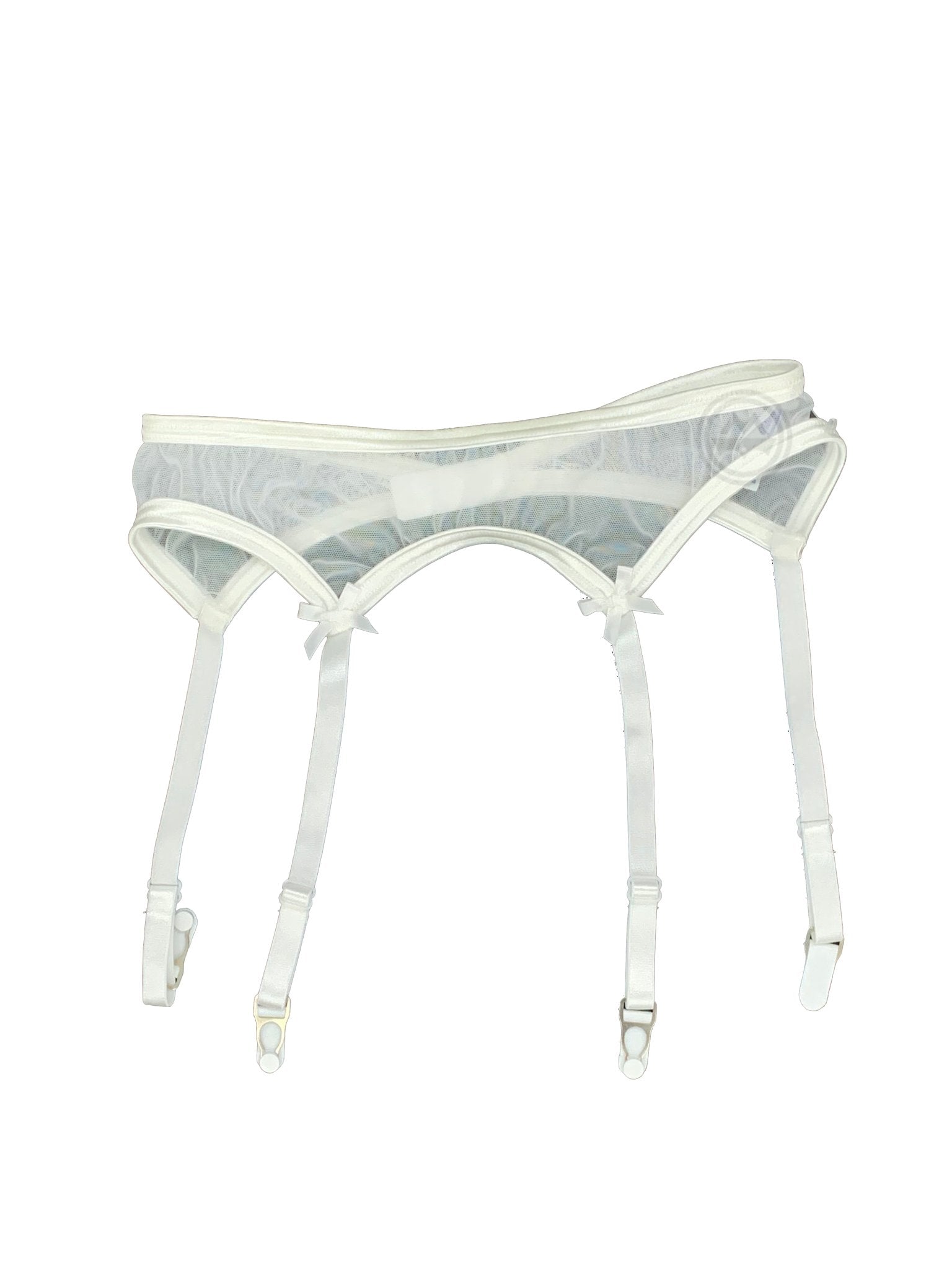 Sheer Stretch Mesh Garter Belt - White