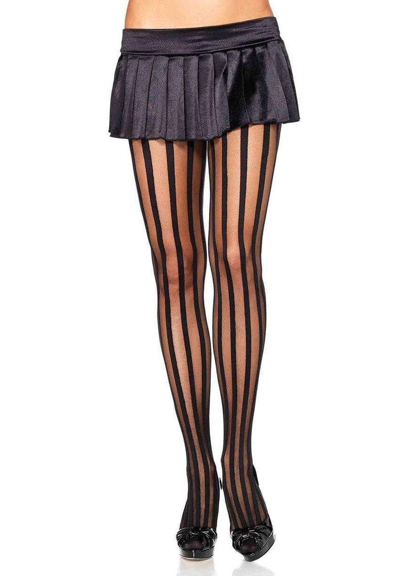 Sheer Tights with Opaque Vertical Stripes - Model Express VancouverHosiery
