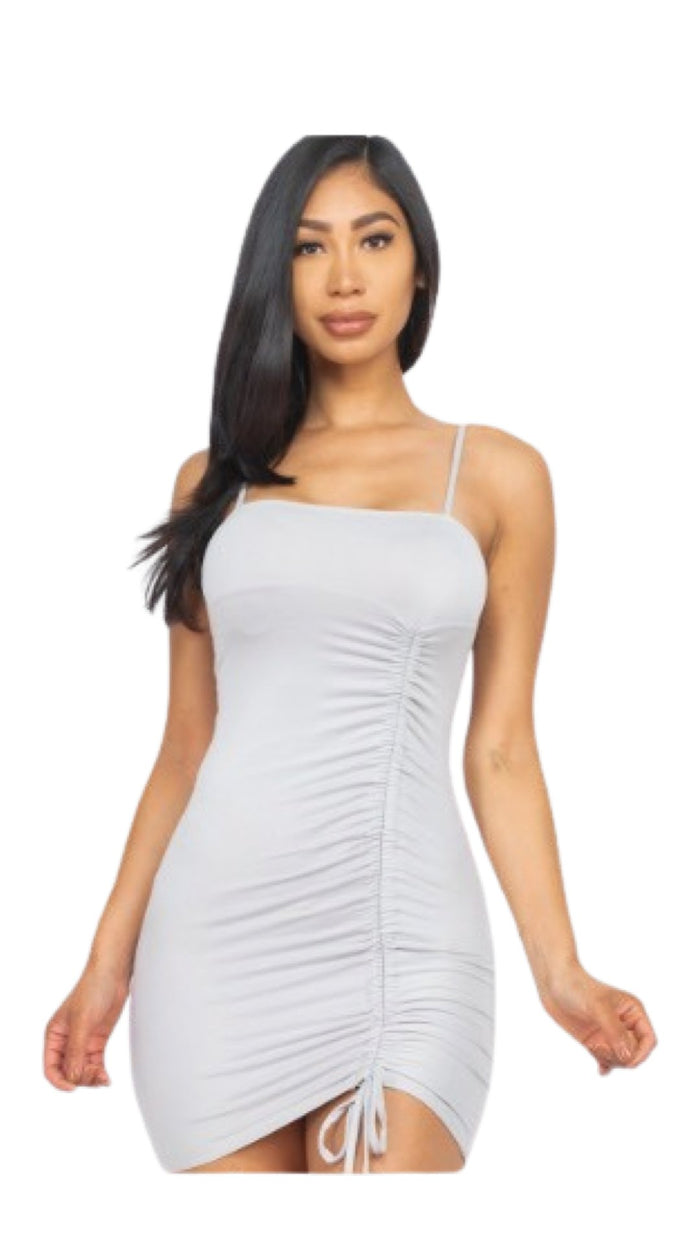 Side Ruched Dress Grey - Model Express VancouverClothing