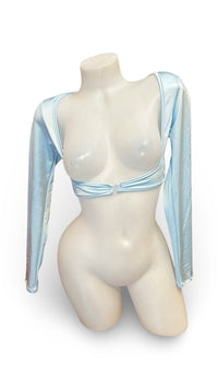 Sleeved Clip Crop Top Baby Blue - Model Express VancouverClothing