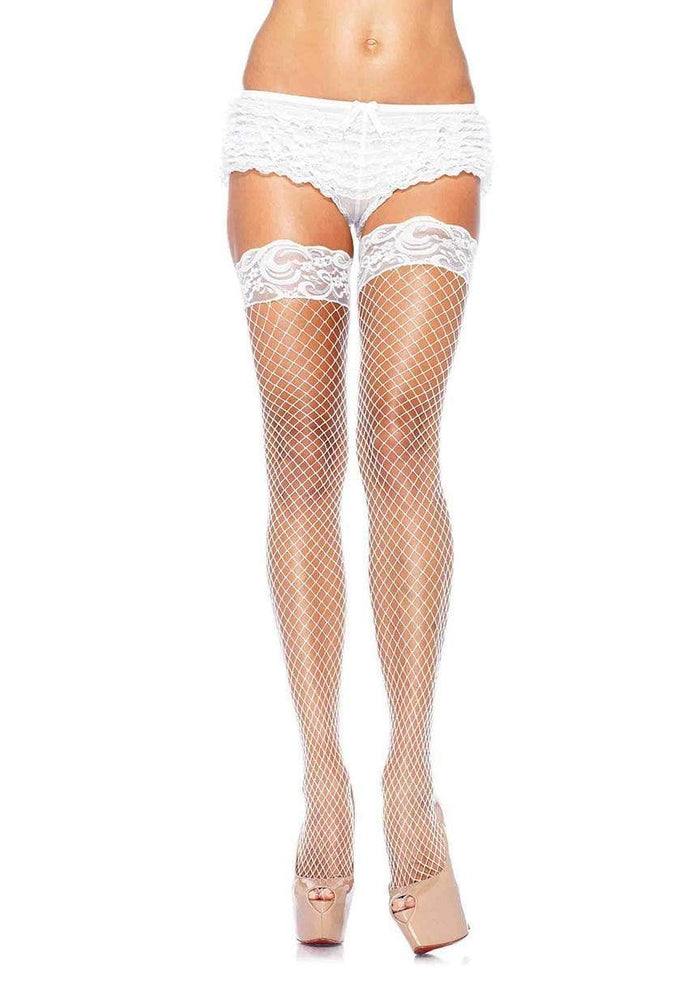 Spandex Industrial Net Thigh Highs White - Model Express VancouverHosiery