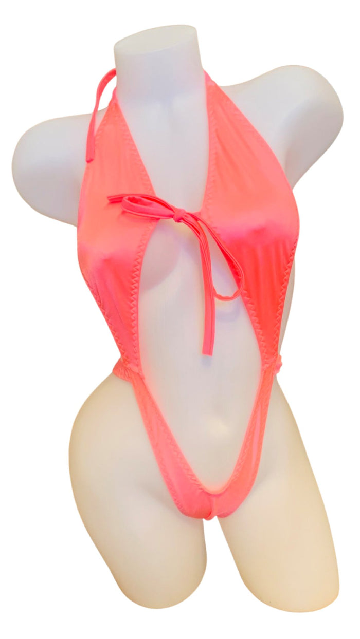 Suspender Front Tie Top & Thong Coral - Model Express VancouverLingerie