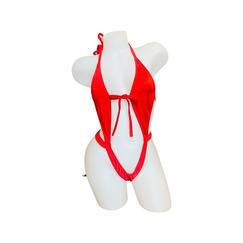 Suspender Front Tie Top & Thong Red - Model Express VancouverLingerie
