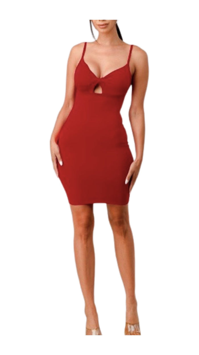 Sweetheart Spaghetti Strap Dress Red - Model Express VancouverClothing