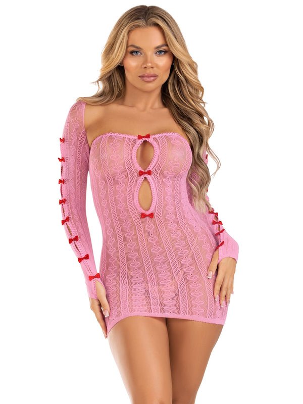 Sweetheart Striped Tube Dress and Shrug with Bows Pink - Model Express VancouverLingerie