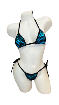 Two Tone Fishnet Bikini - Black/Blue - Model Express VancouverLingerie