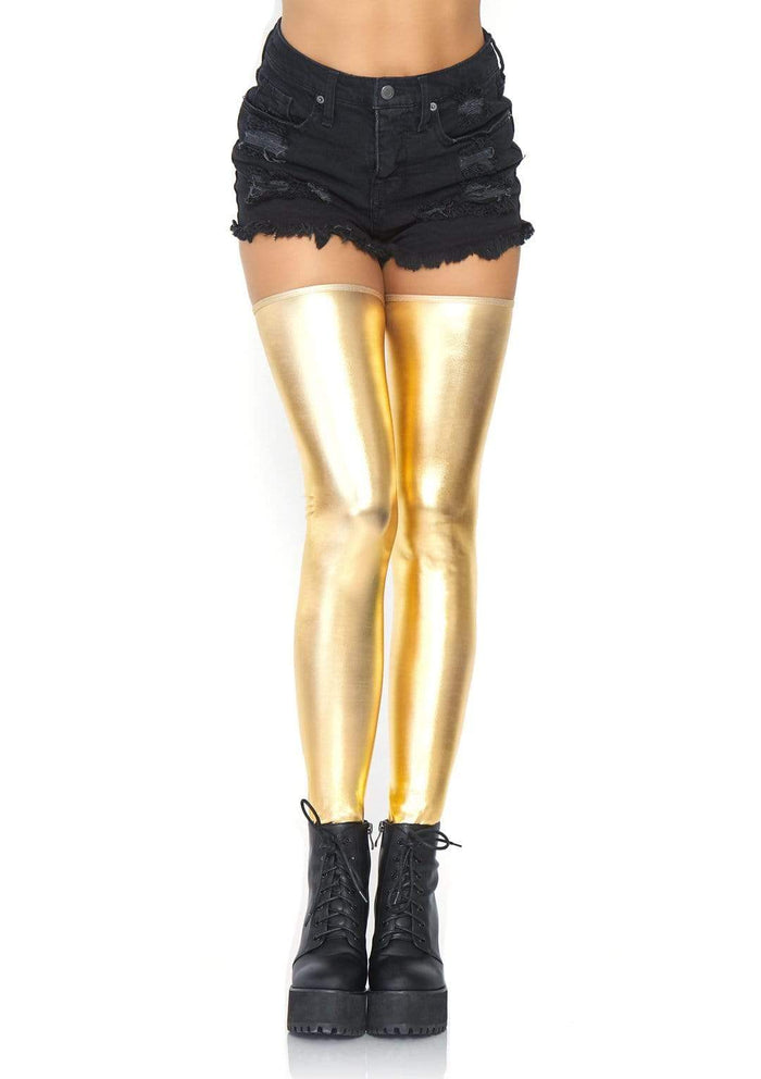Wet Look Thigh Highs Gold - Model Express VancouverHosiery