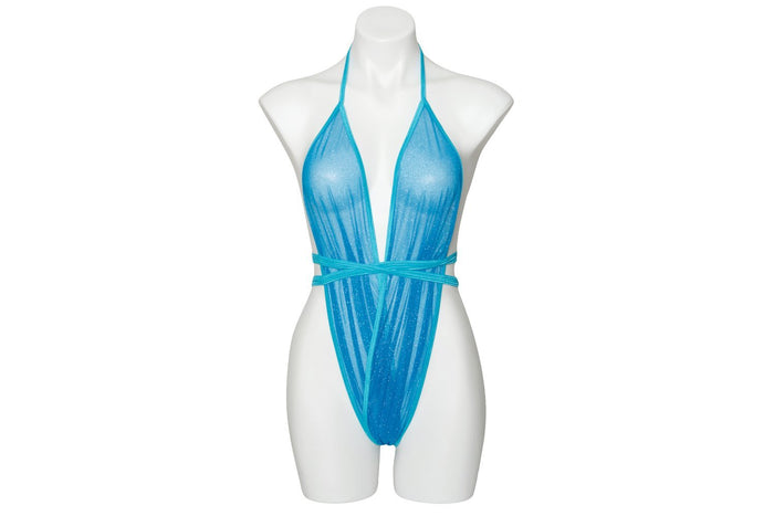 X9 Bikini: Neon Blue Sparkle Kitten Wrap - Model Express VancouverLingerie