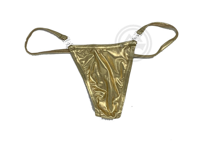 Y-Back G-String with Clips - Gold - Model Express VancouverLingerie