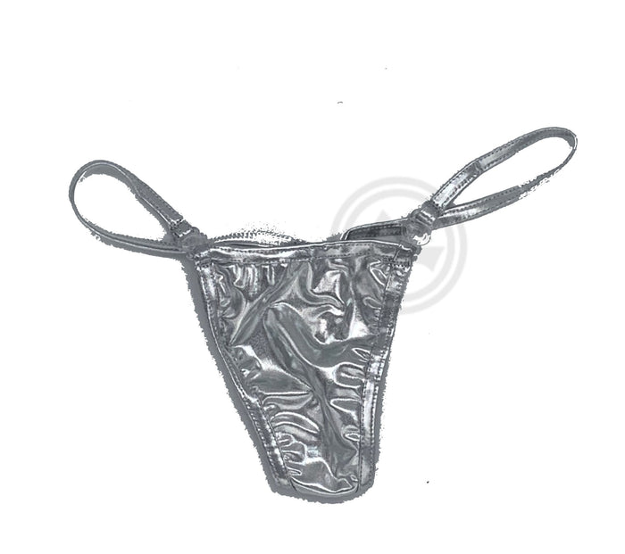 Y-Back G-String with Clips - Silver - Model Express VancouverLingerie