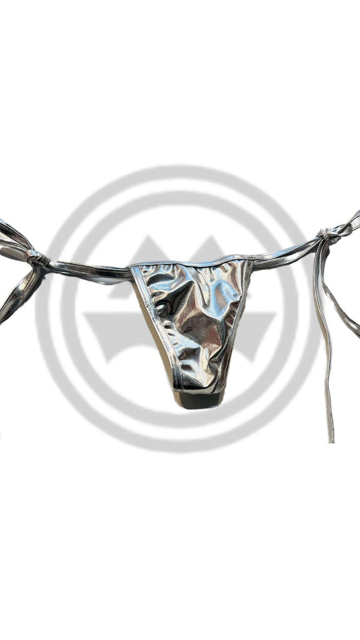 Y-Back G-string with Side Ties - Silver - Model Express VancouverLingerie