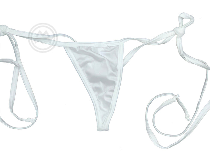 Y-Back G-string with Side Ties - White - Model Express VancouverLingerie