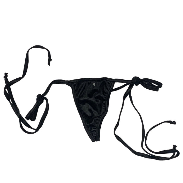 Y-Back Glossy G-string with Side Ties - Black - Model Express VancouverLingerie