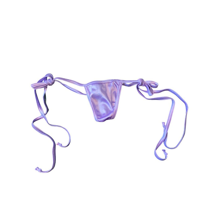 Y-Back Glossy G-string with Side Ties - Lavender - Model Express VancouverLingerie
