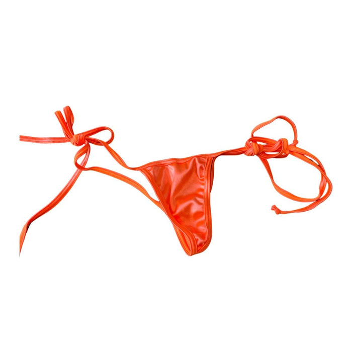 Y-Back Glossy G-string with Side Ties - Orange - Model Express VancouverLingerie