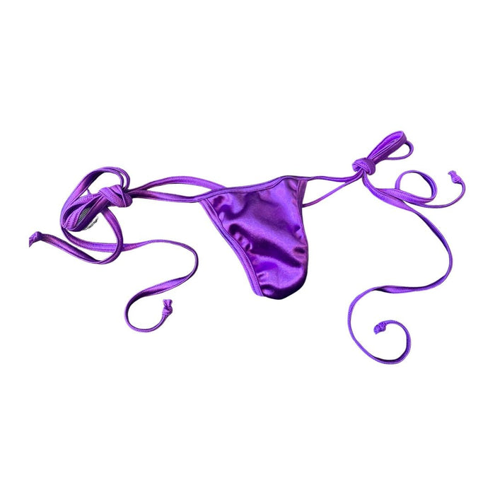 Y-Back Glossy G-string with Side Ties - Purple - Model Express VancouverLingerie