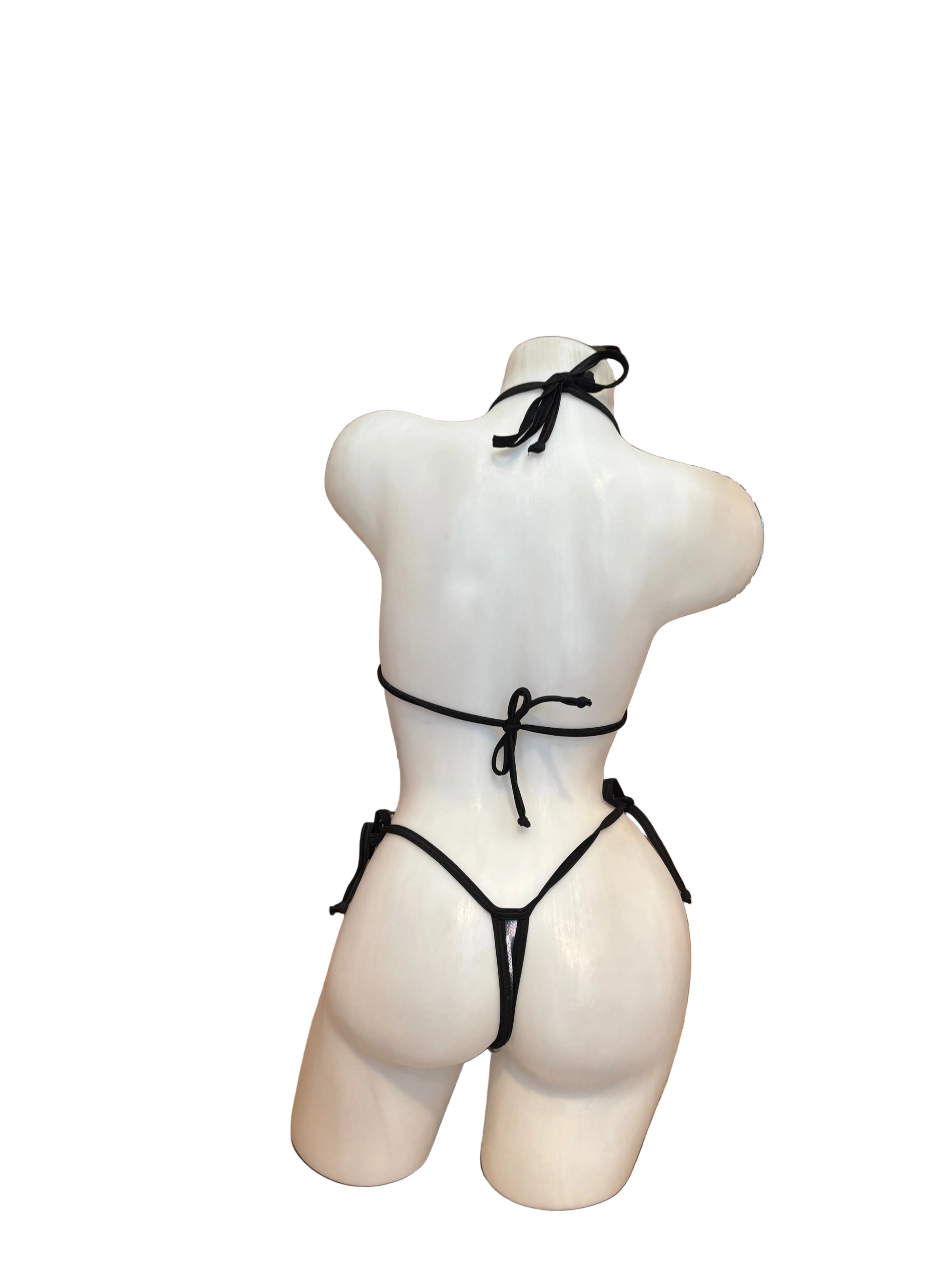 Holographic Checker Bikini Micro Top and Side Tie G-String - Model Express Vancouver