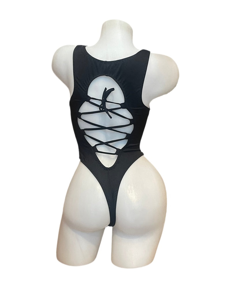 Lace Up Bodysuit Black - Model Express Vancouver