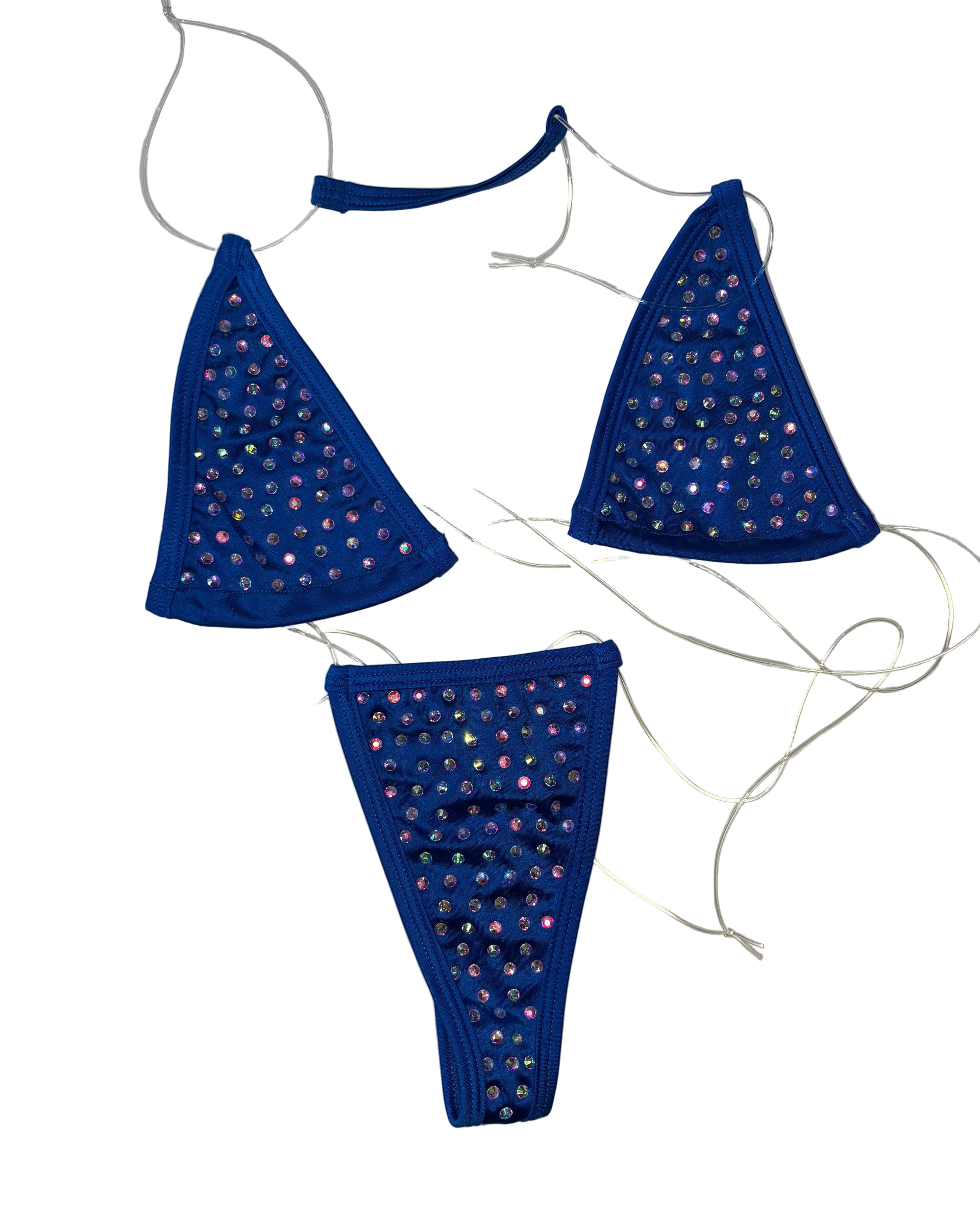 Rhinestone Micro Bikini Royal Blue - Model Express Vancouver
