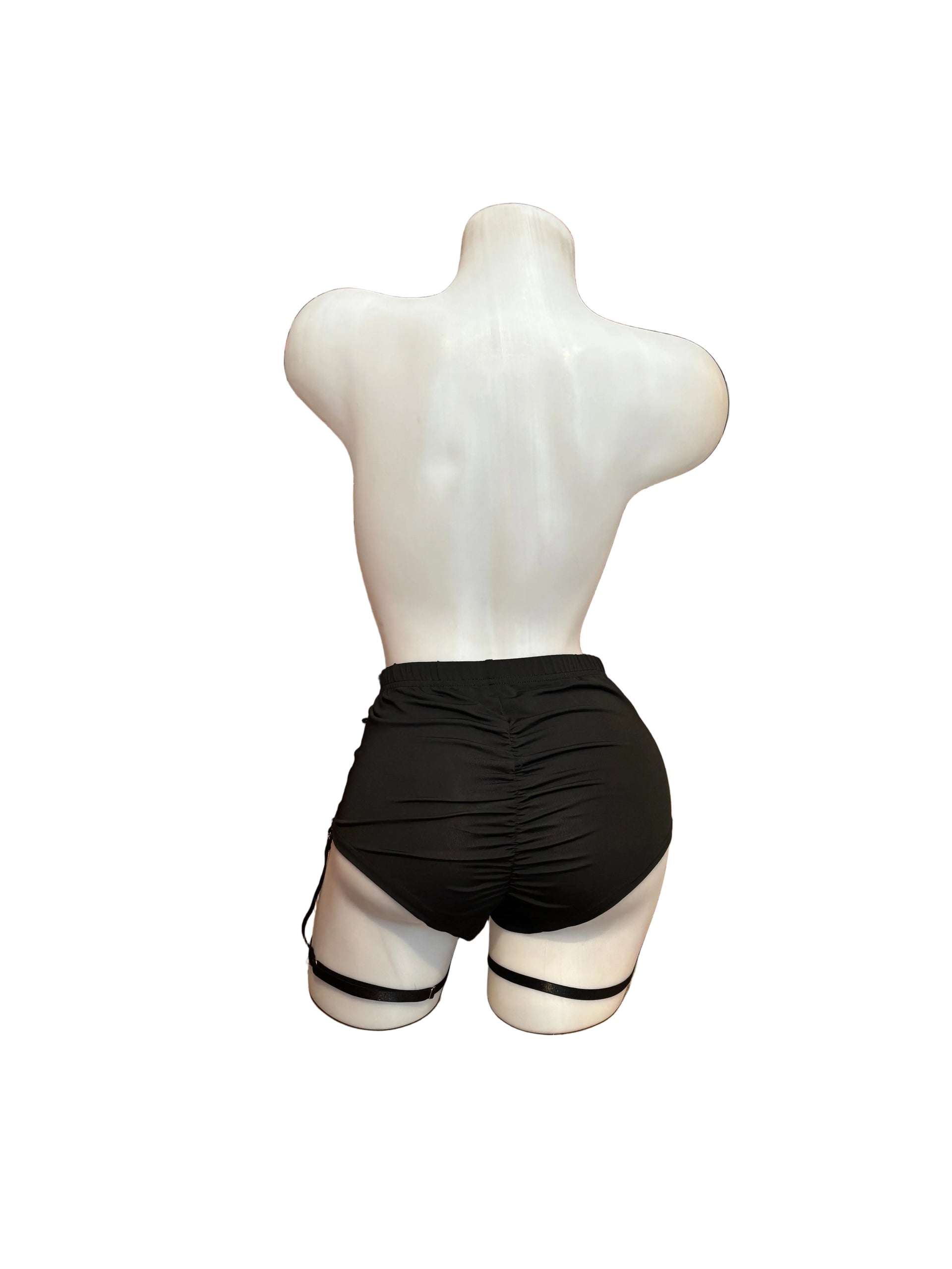 Scrunch Back High Waisted Shorts with Garter Straps - Model Express Vancouver