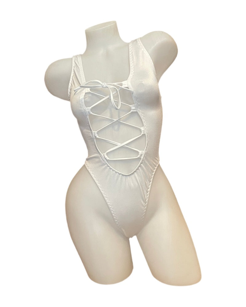 Lace Up Bodysuit White - Model Express Vancouver