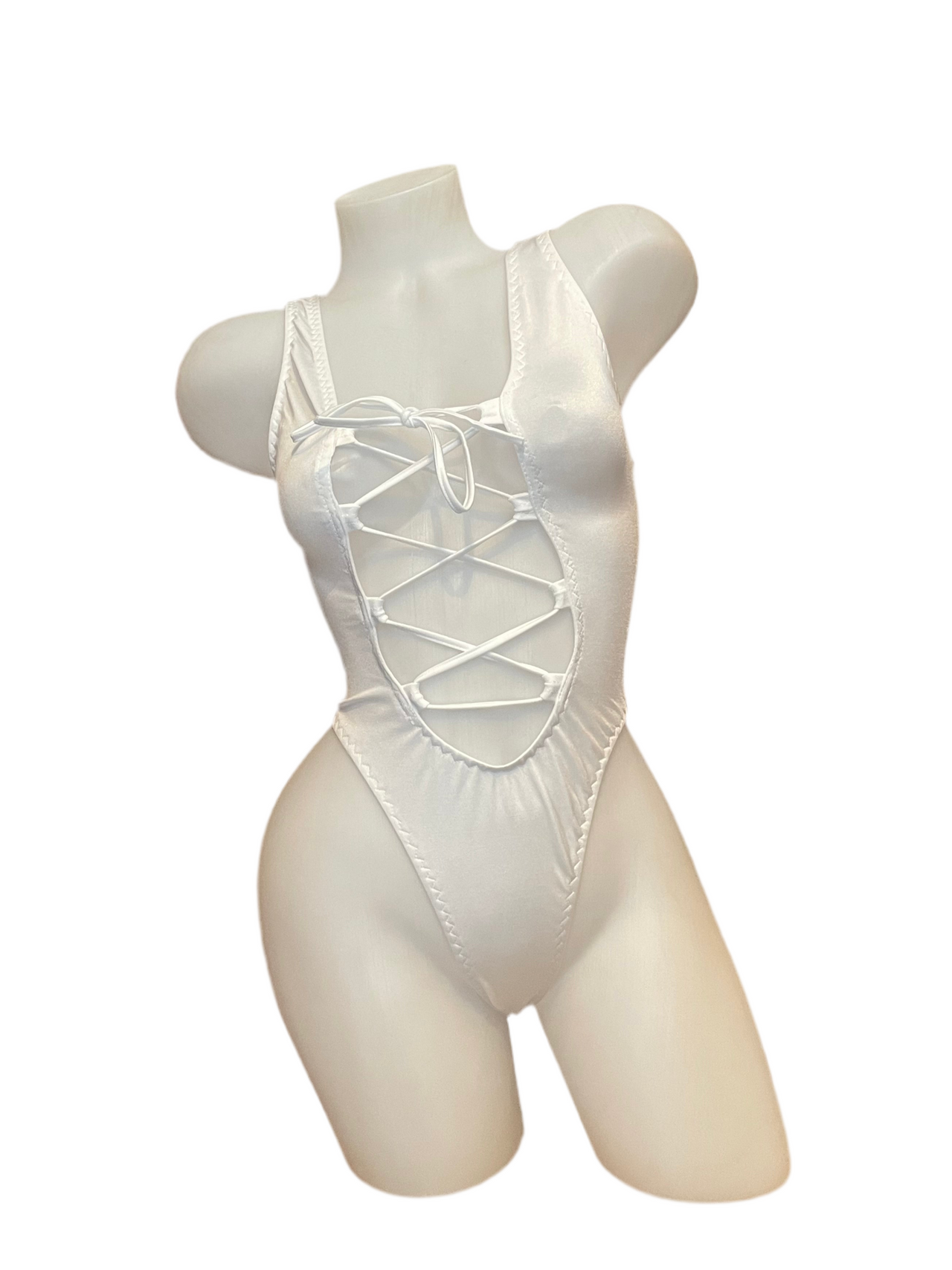 Lace Up Bodysuit White