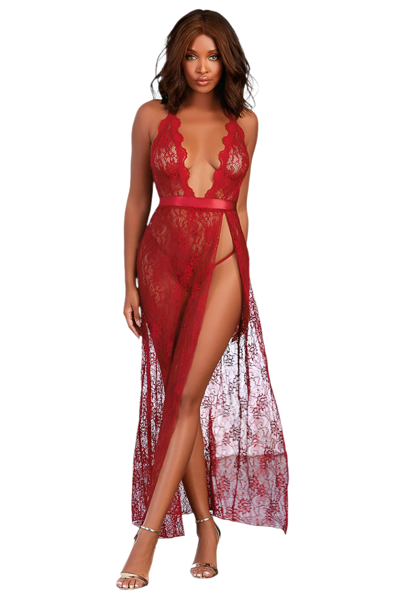 Lace Gown Dark Red - Model Express Vancouver