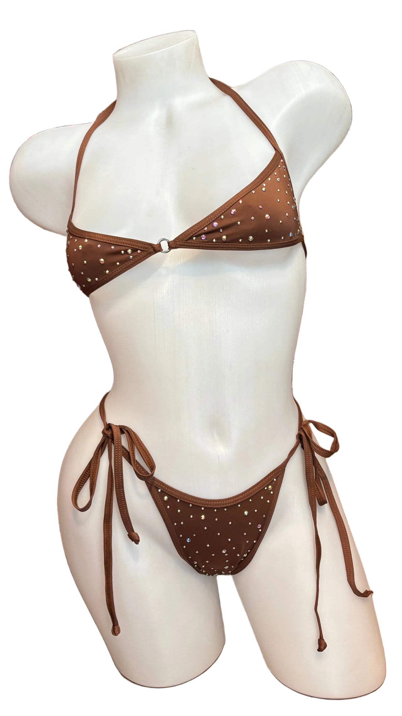 Crystal Skinny Top and Tie Bottoms Brown