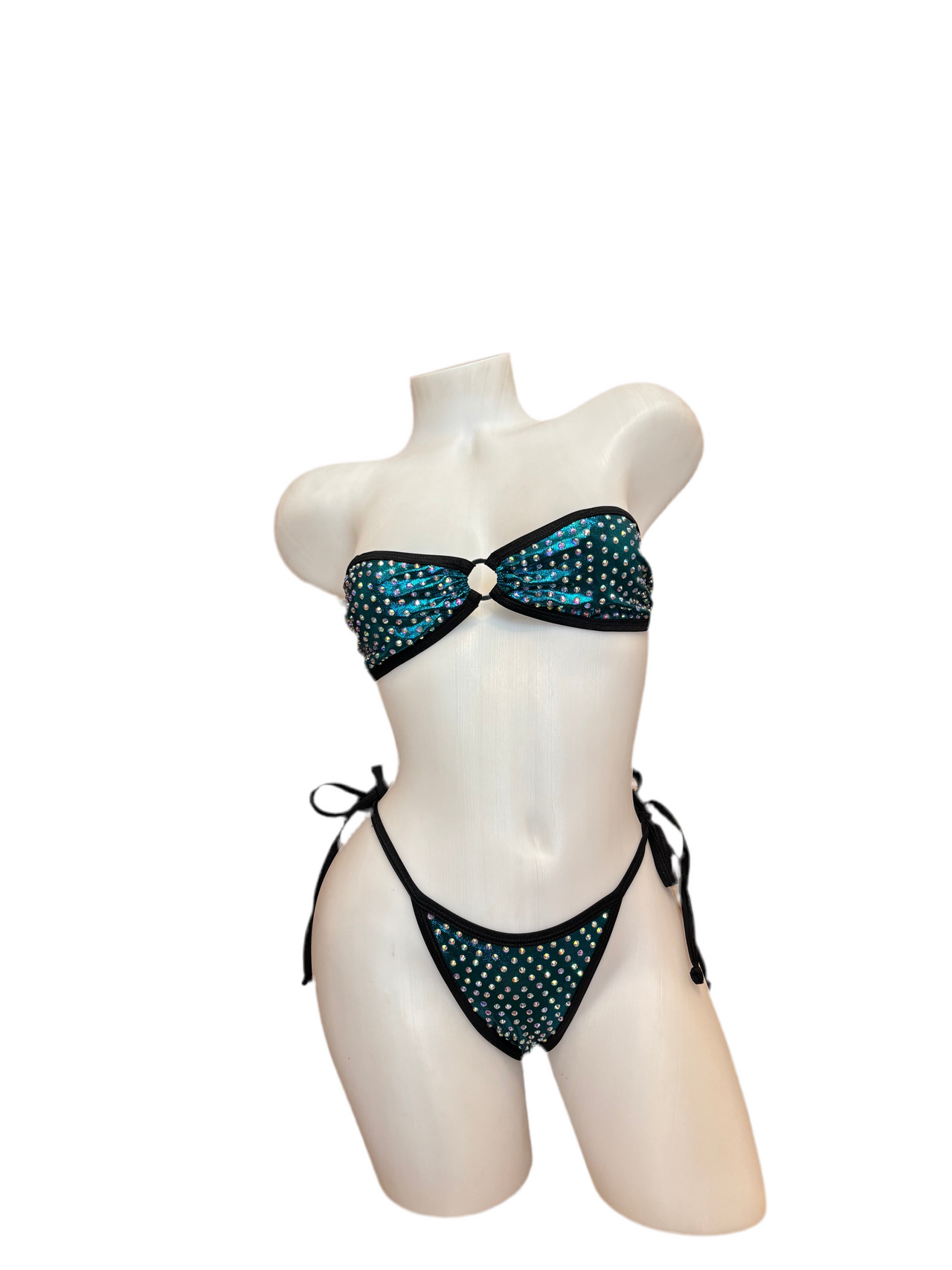 Rhinestone Tie Bandeau Tropical Teal - Model Express Vancouver