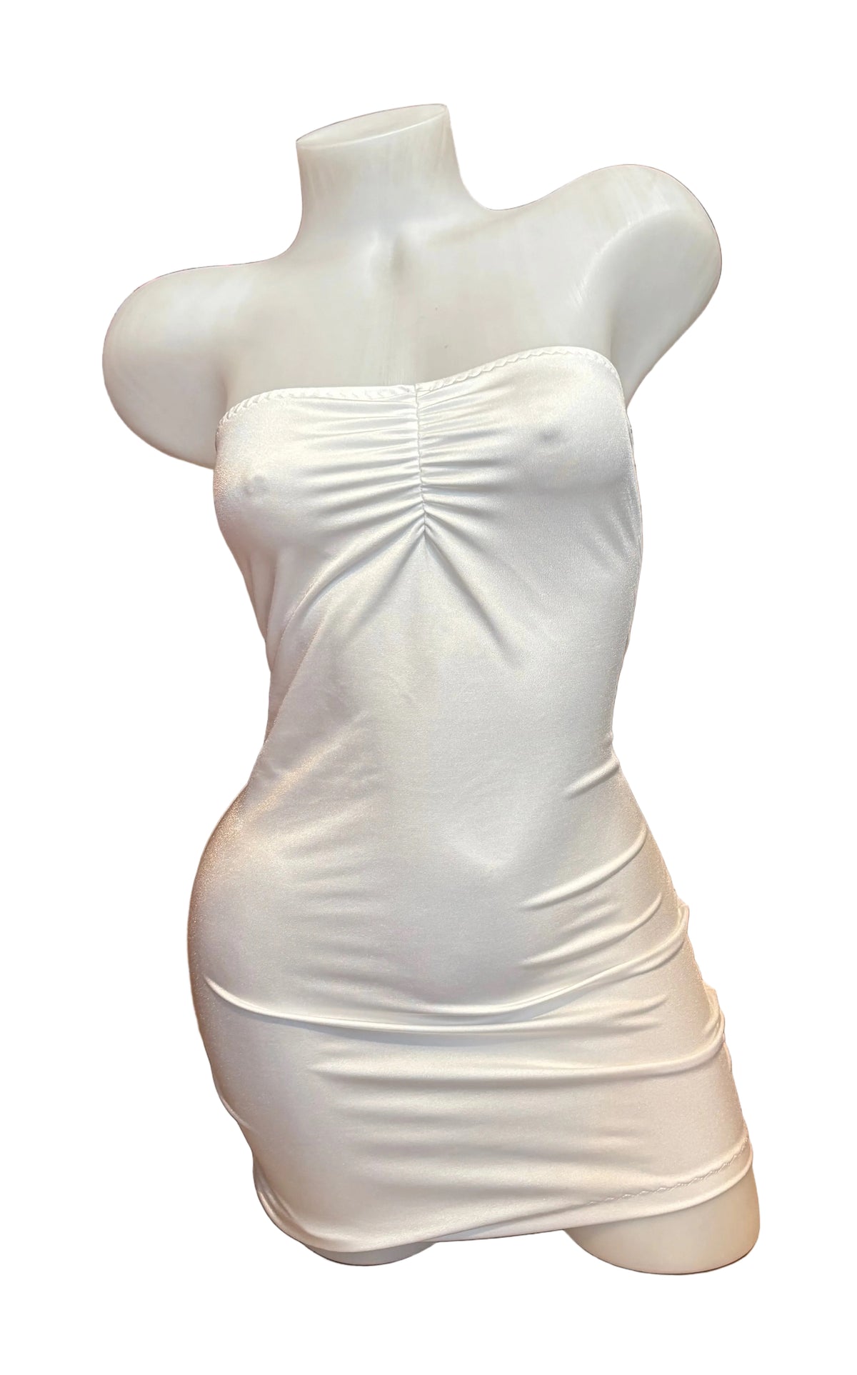 Ruched Tube Dress White
