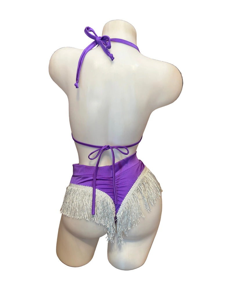 Fringe High Waist Bikini Set Purple - Model Express Vancouver