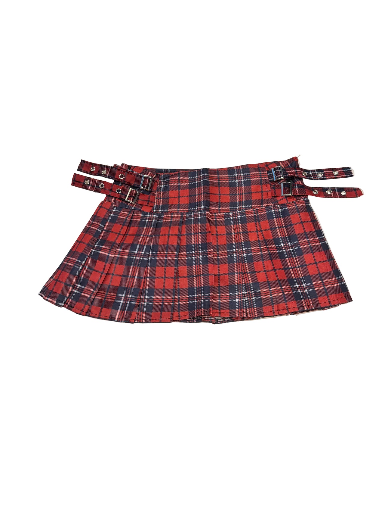 Pleated Mini Skirt with Buckles Red - Model Express Vancouver