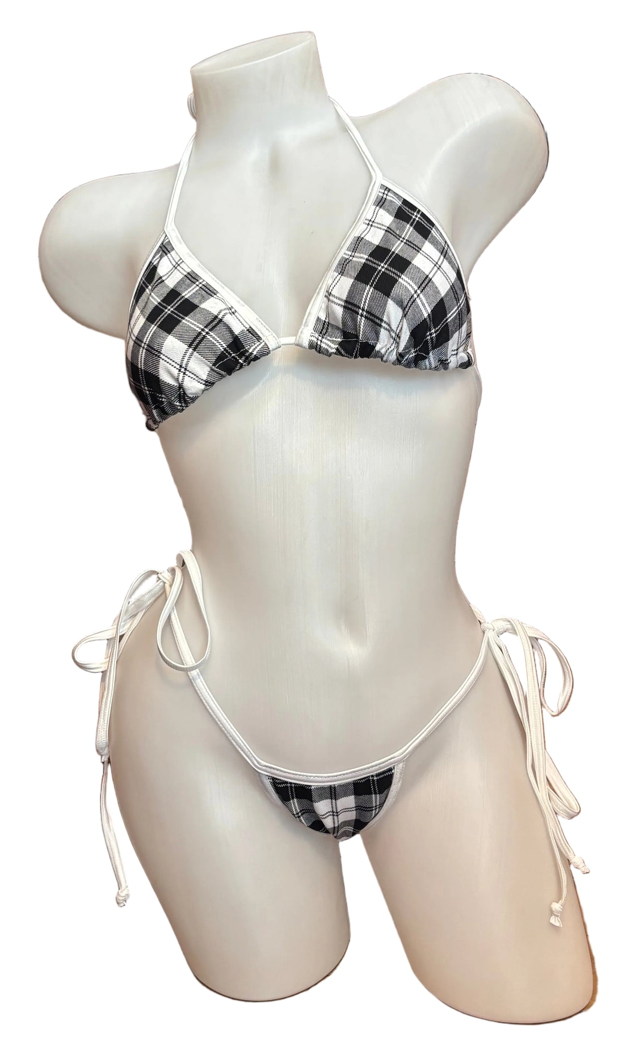 School Girl Bikini Set - Black/White