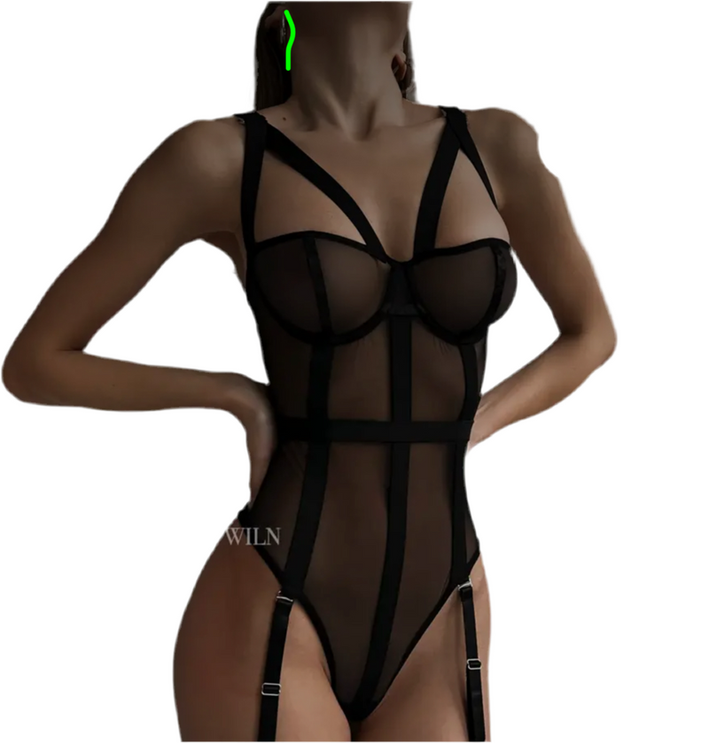 Flirt Bondage Bodysuit Black