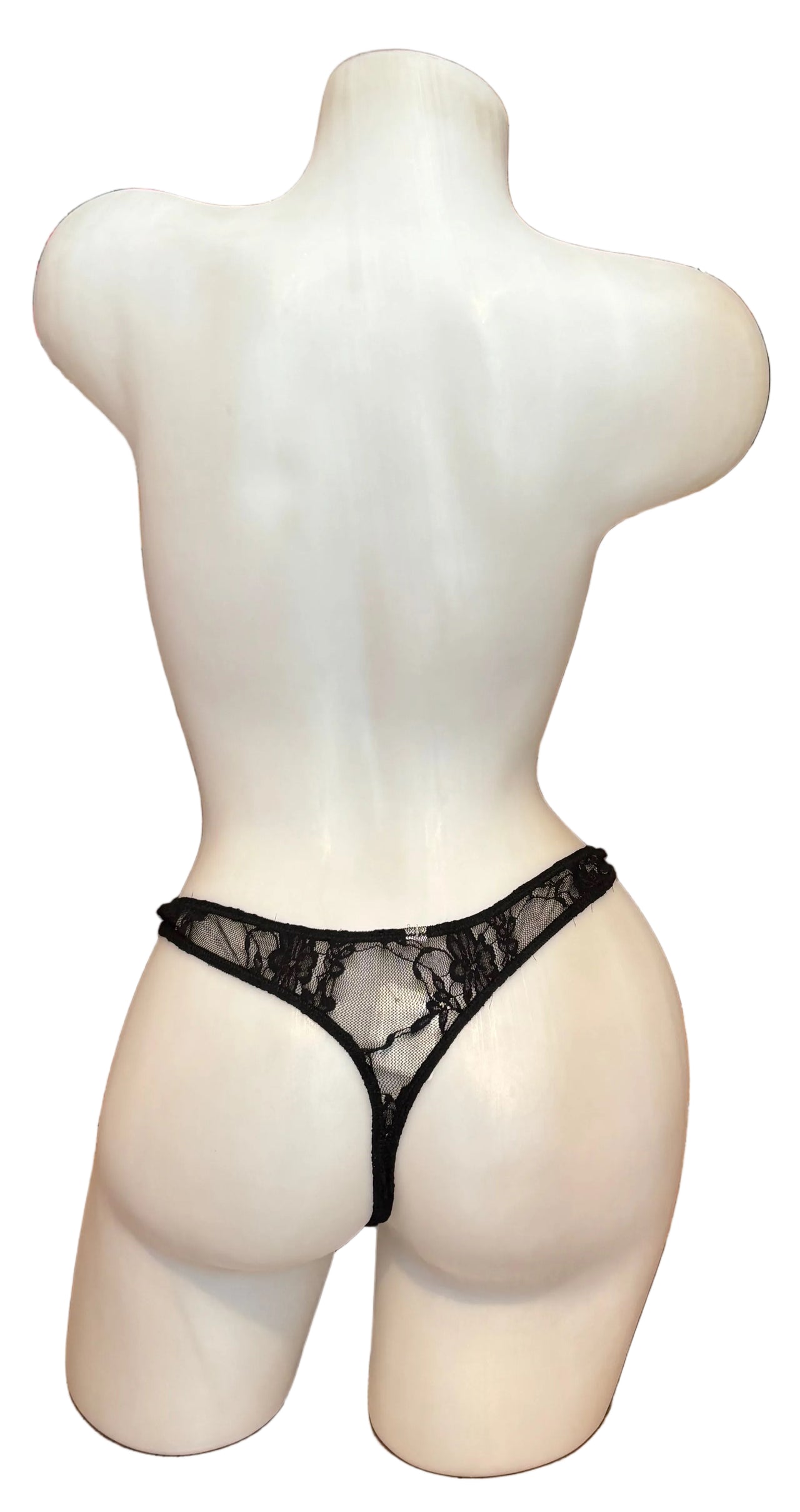 Lace Detachable T-Back Thong with Clips - Black
