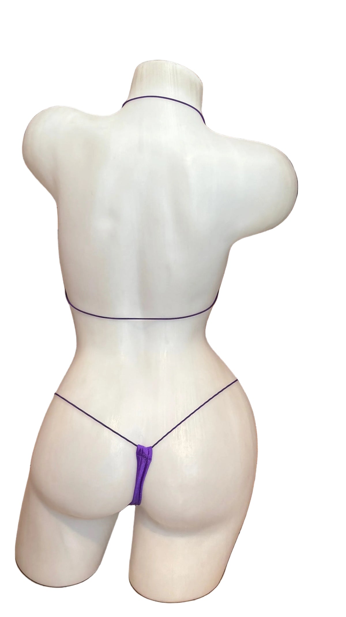 Purple Micro Nudie Bikini lingerie by BL, featuring a minimalistic design with thin straps and delicate fabric.