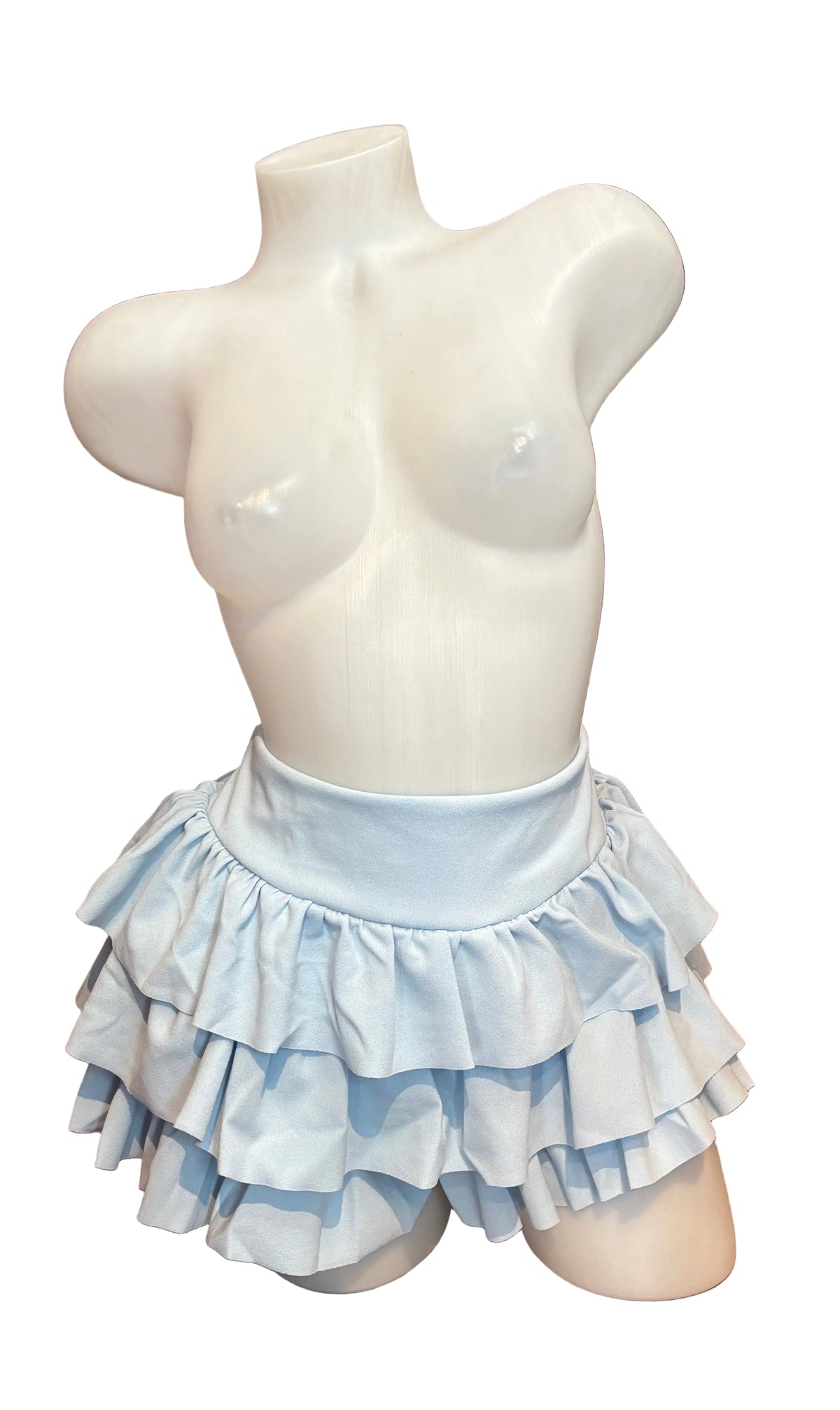 Ruffle Satin Shorts Baby Blue