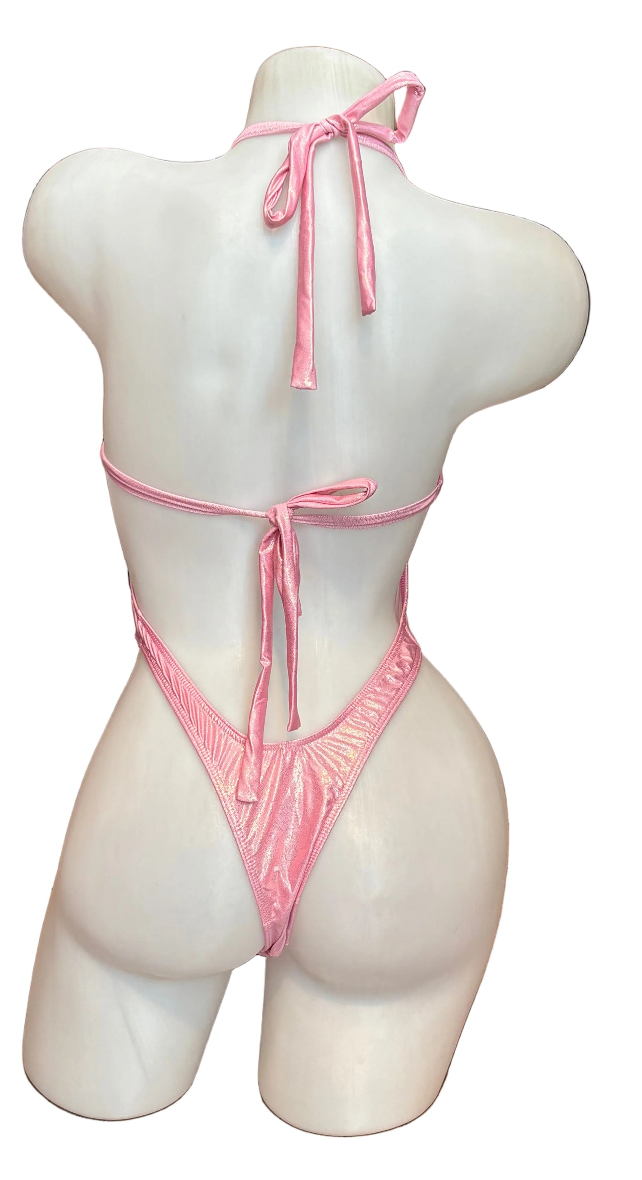Front Lace Up Bodysuit - Candy Pink