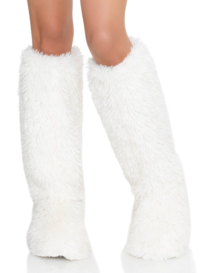Teddy Furry Boot Covers White