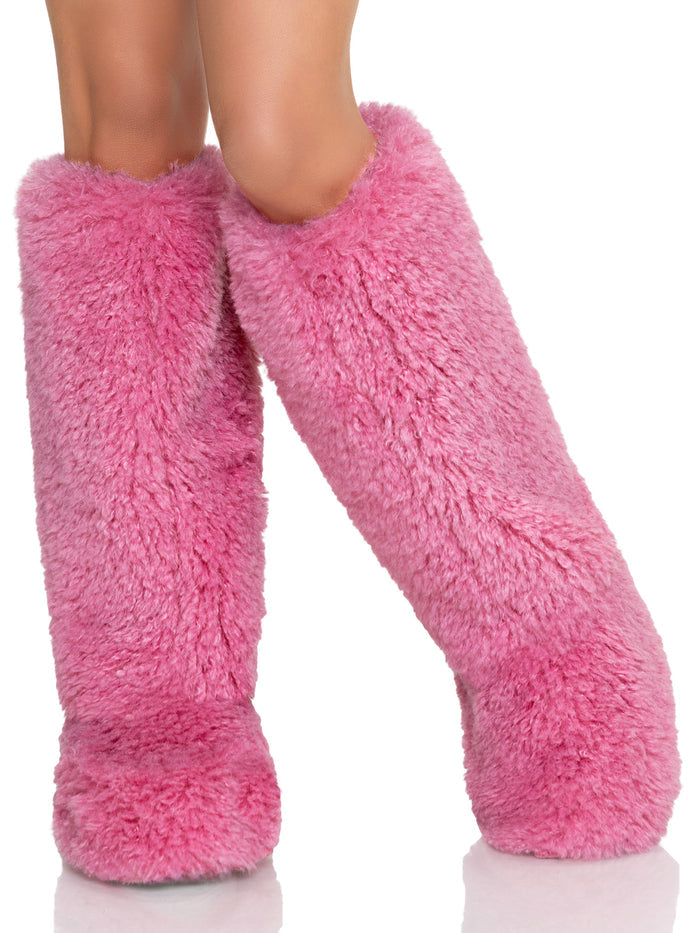 Teddy Furry Boot Covers Pink