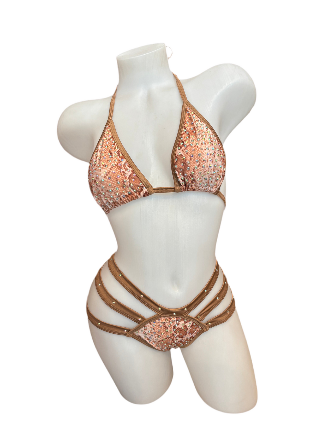 Rhinestone Triple Strap Bikini Set Snake - Model Express Vancouver