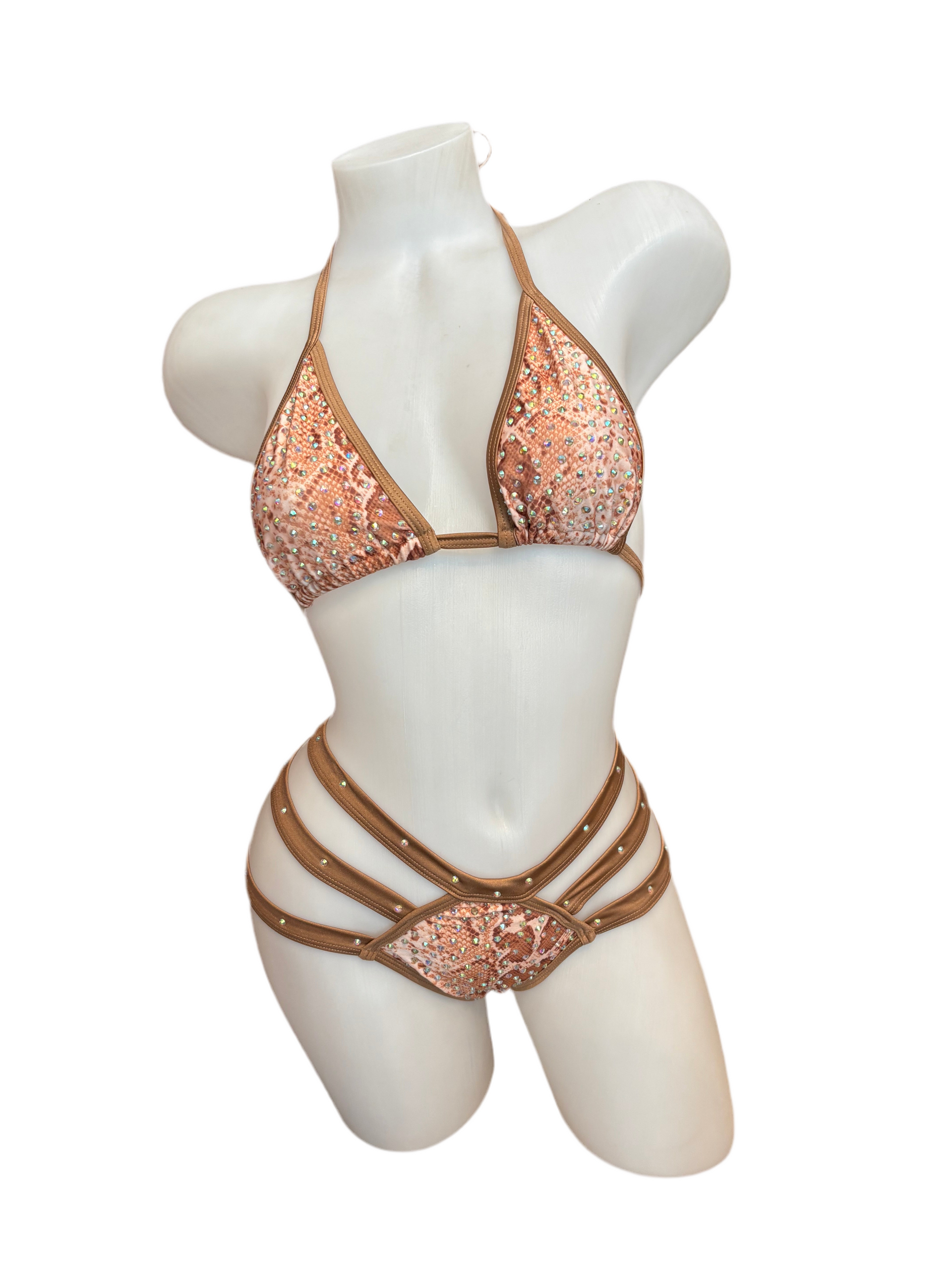 Rhinestone Triple Strap Bikini Set Snake - Model Express Vancouver