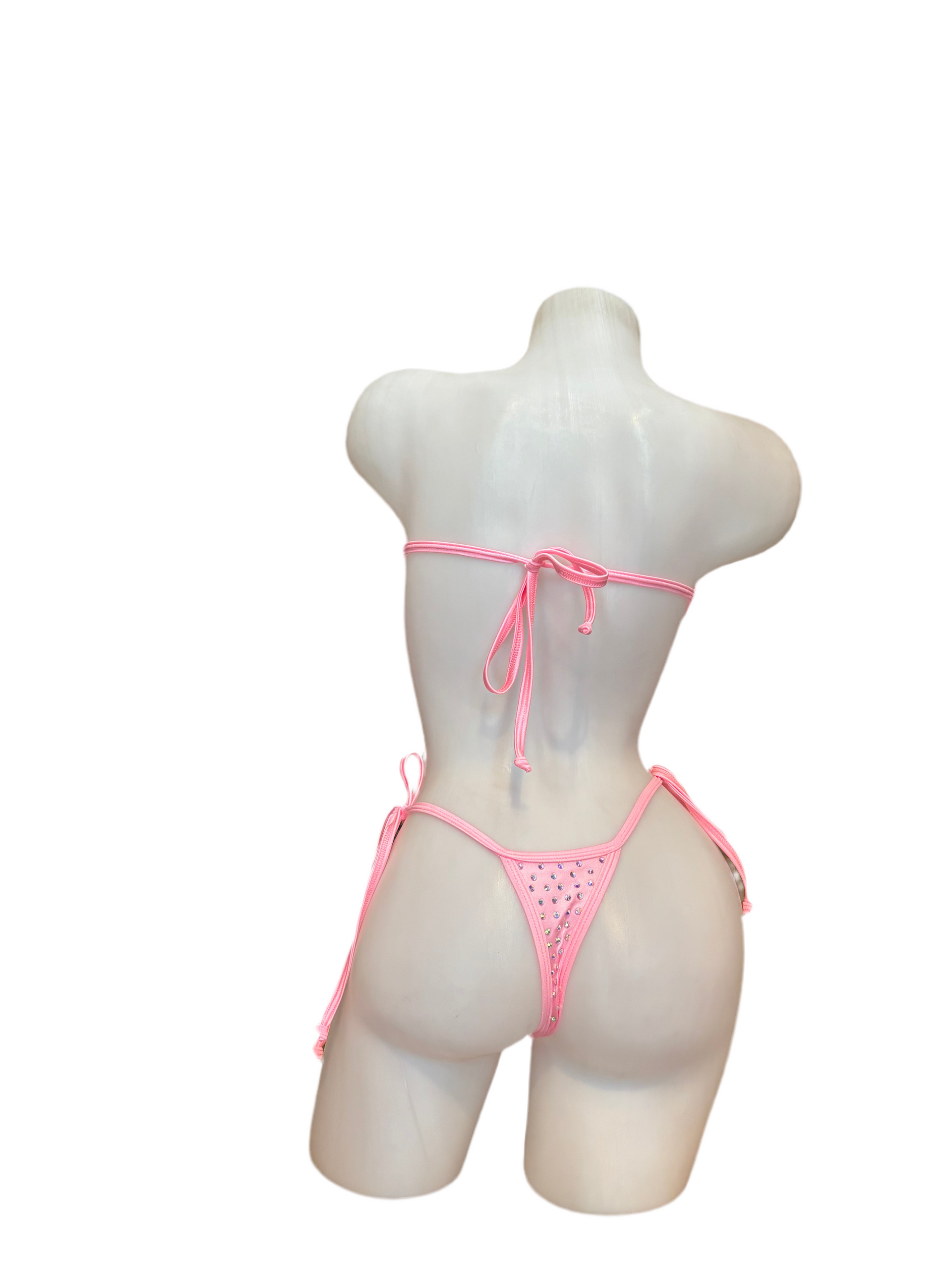 Rhinestone Tie Bandeau Baby Pink - Model Express Vancouver