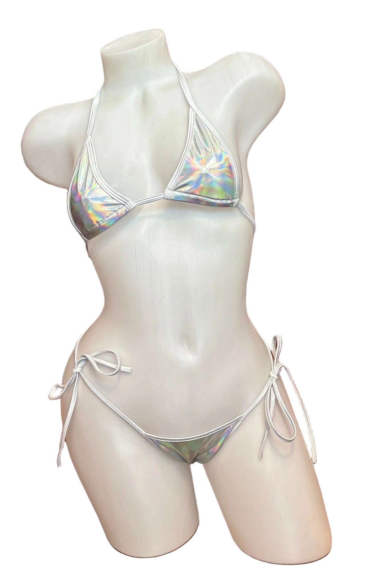Liquid Silver Bikini Set with Side Ties