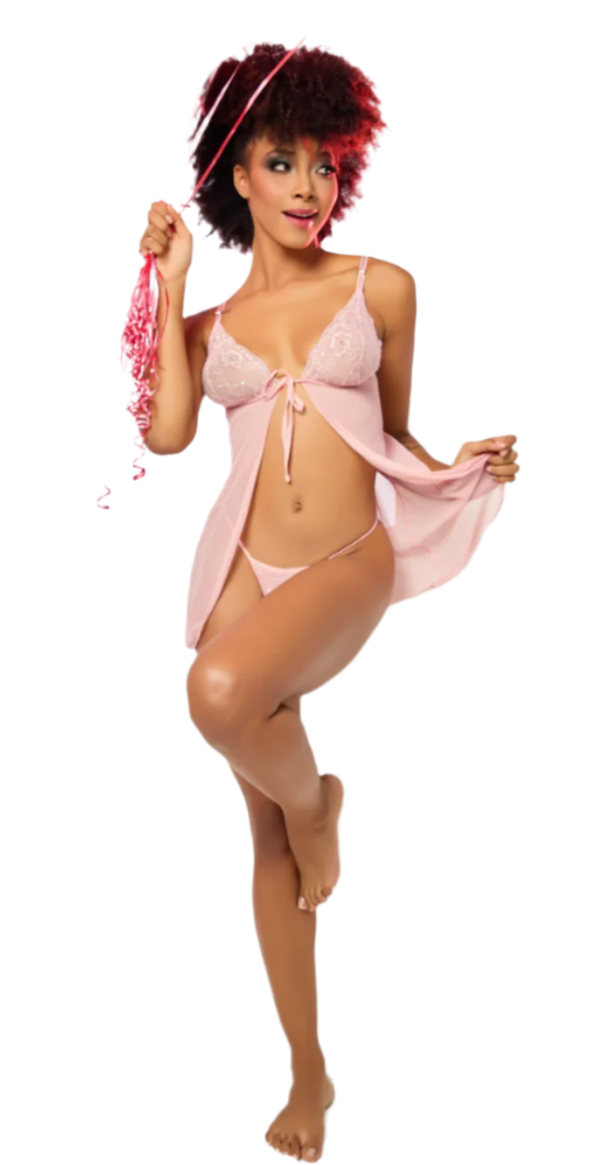 Rhinestone Lace Babydoll Blush - Model Express Vancouver