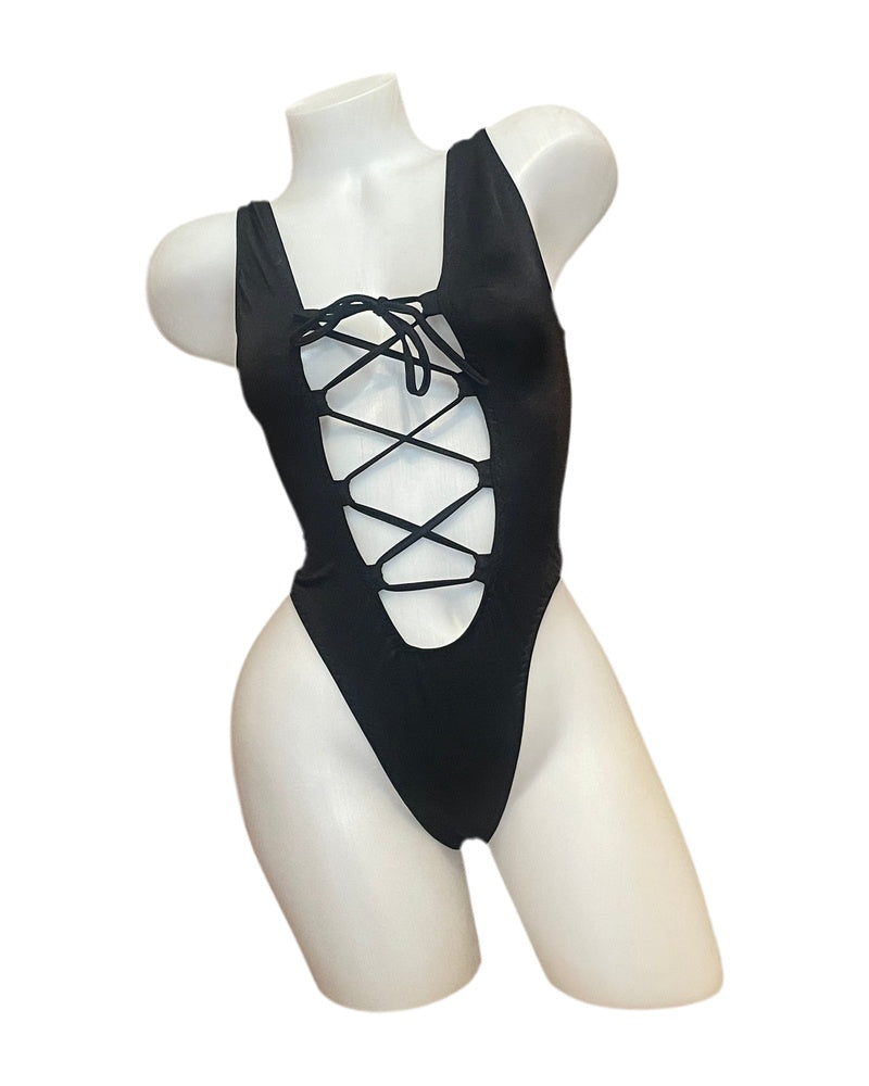 Lace Up Bodysuit Black - Model Express Vancouver