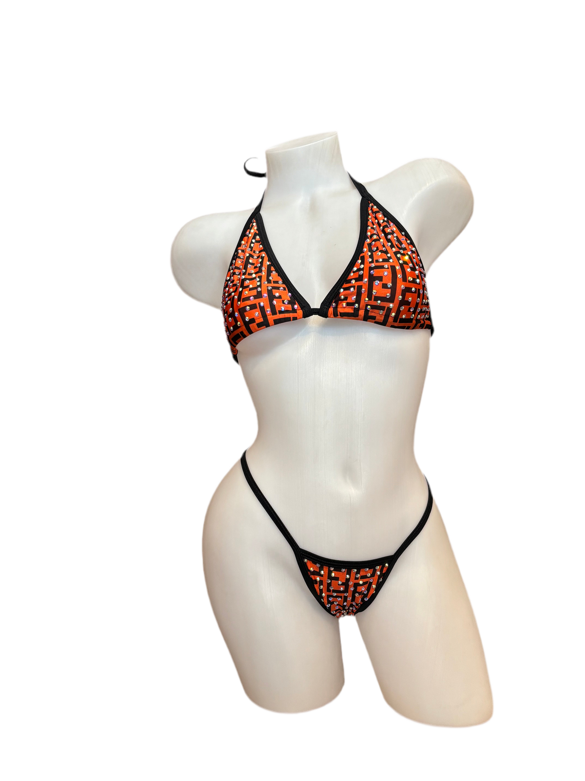 Rhinestone Bikini Designer Orange - Model Express Vancouver