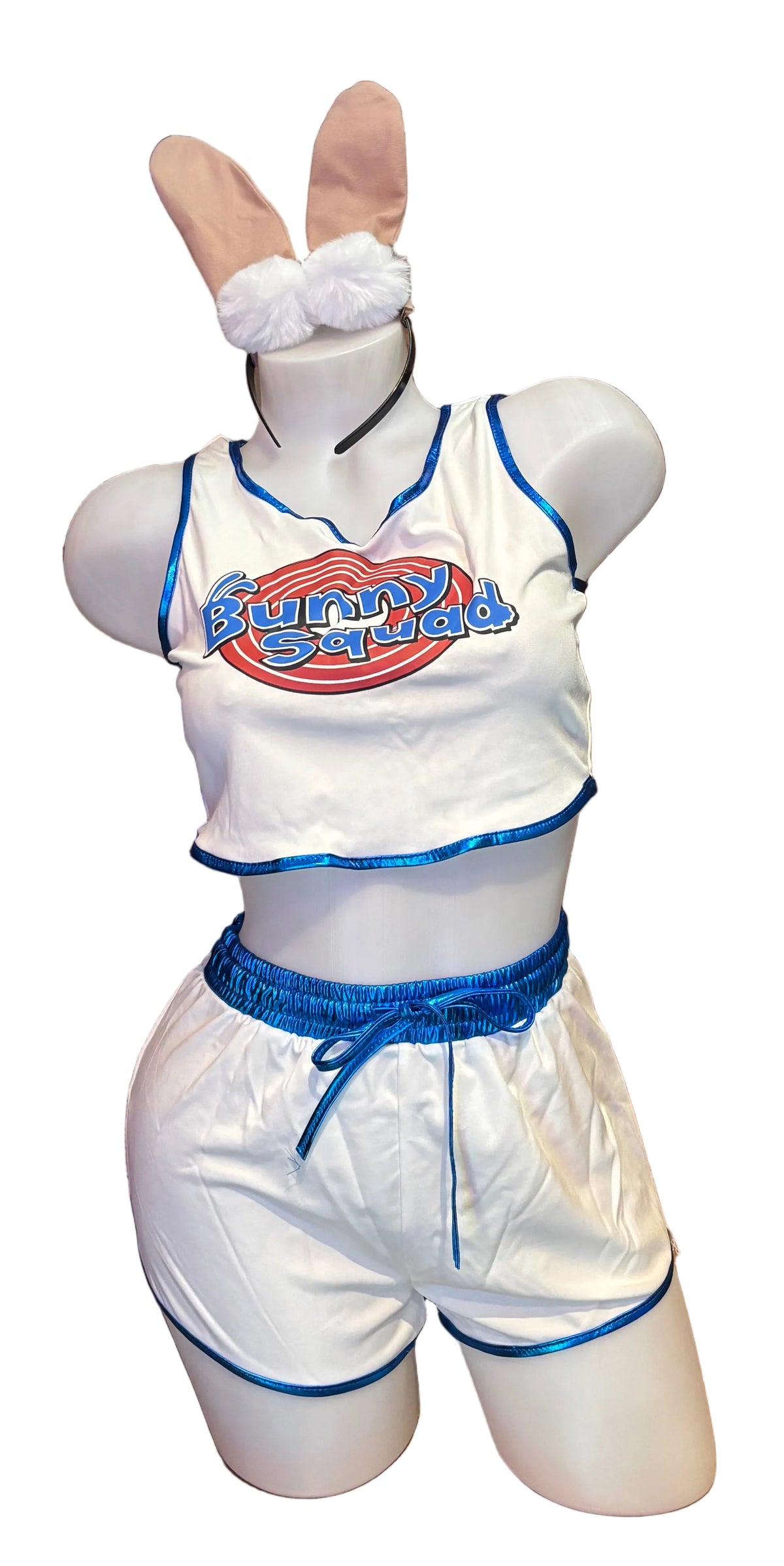 BS Lola Bunny costume featuring ears, plush tail, and colorful outfit for kids or adults, perfect for cosplay or themed events.