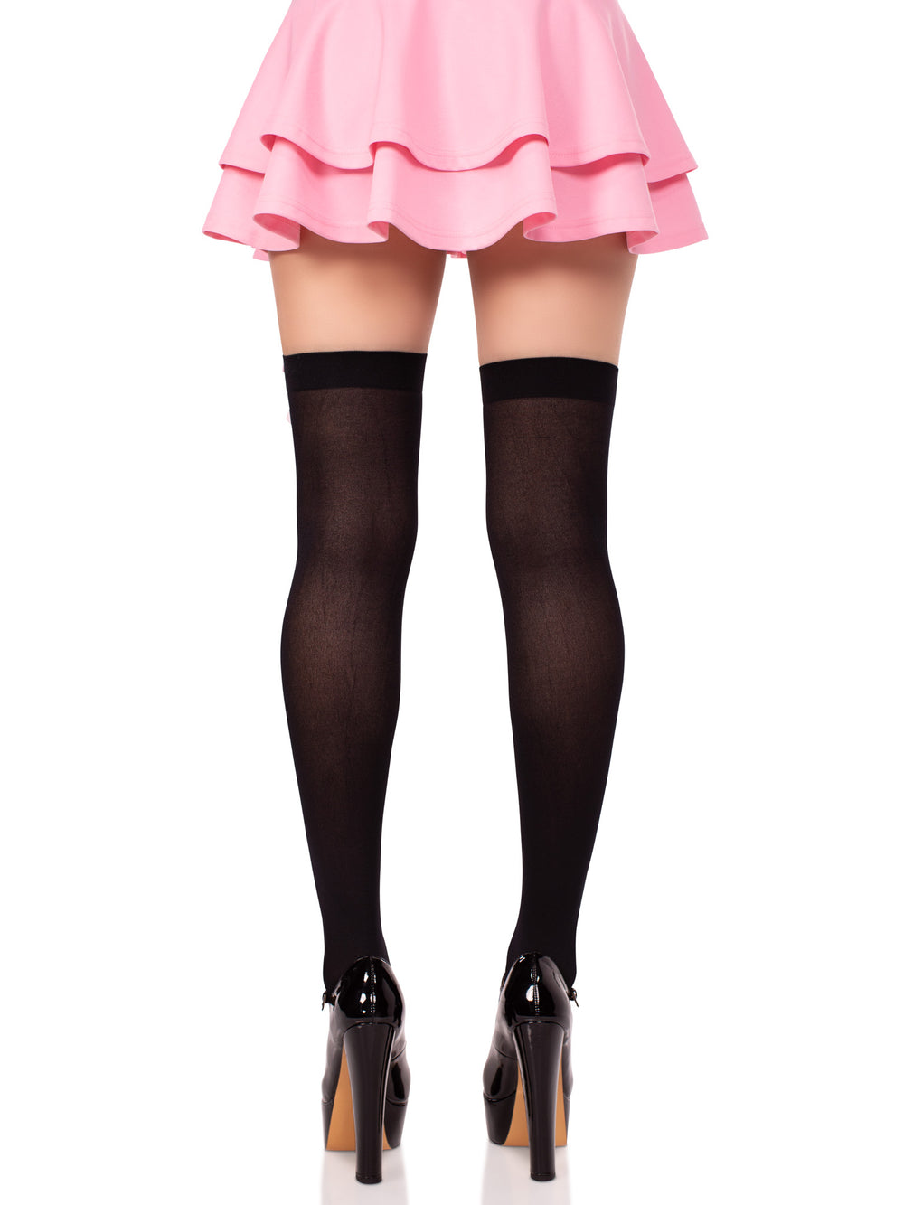 Opaque Cross Bone Thigh Highs - Model Express Vancouver